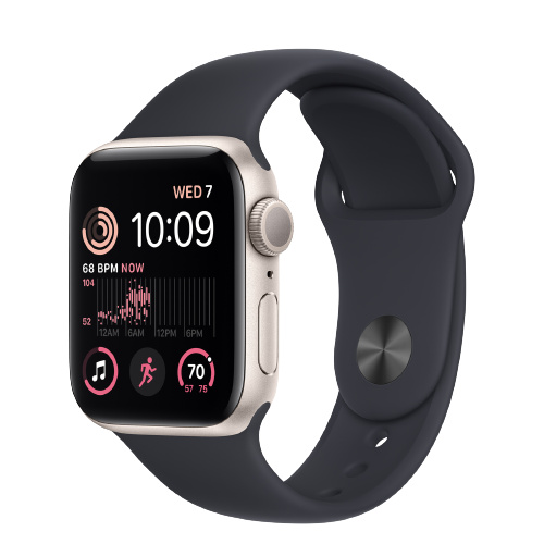 Apple Watch SE (2022) 44mm (Zánovní) Hvězdně bílé + temně modrý sportovní řemínek MR9V3QC/A