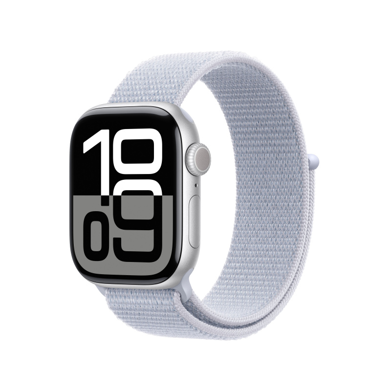 Apple Watch Series 10 Cellular 42mm Stříbrný hliník s oblačně modrým provlékacím řemínkem