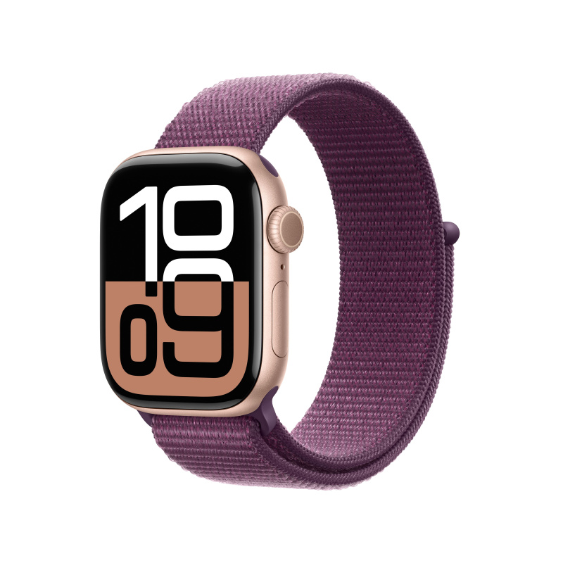 Apple Watch Series 10 Cellular 42mm Růžově zlatý hliník se švestkovým provlékacím řemínkem