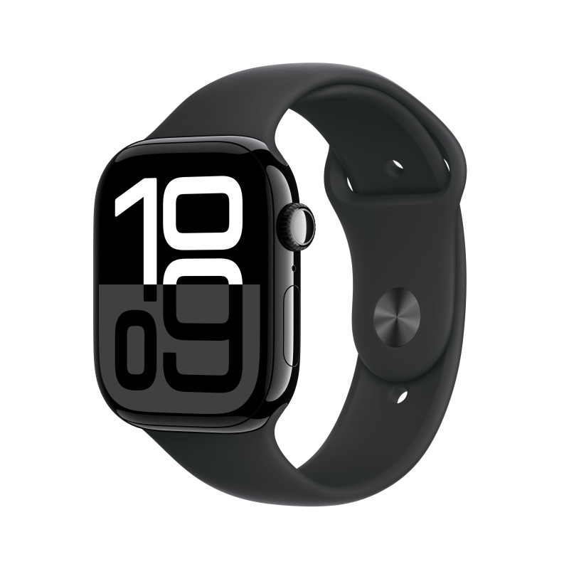 Apple Watch Series 10 Cellular 46mm Klavírně černý hliník s černým sportovním řemínkem M/L