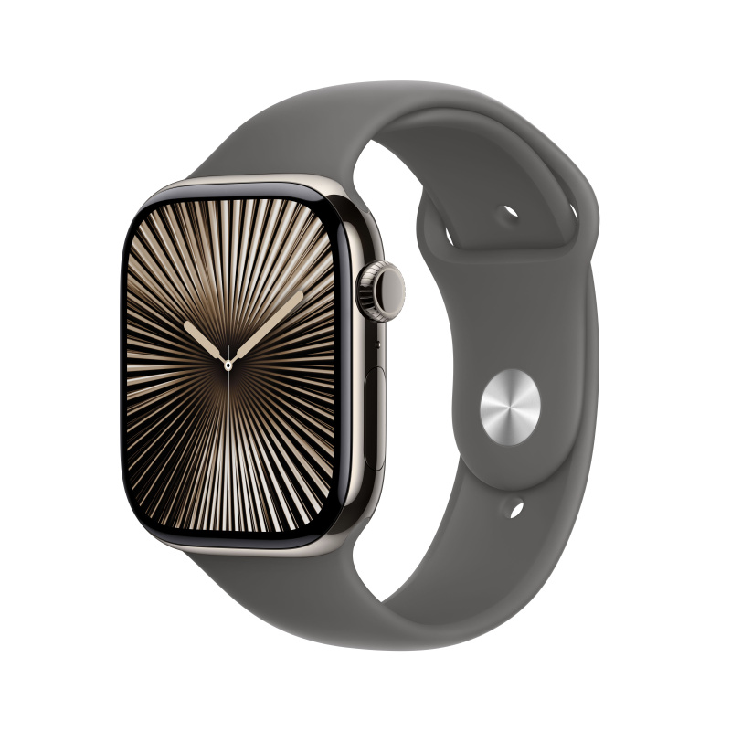 Apple Watch Series 10 Cellular 46mm Přírodní titan se skálově šedým sportovním řemínkem S/M