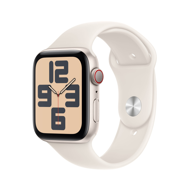 Apple Watch SE (2024) Cellular 44mm Hvězdně bílý hliník s hvězdně bílým sportovním řemínkem S/M