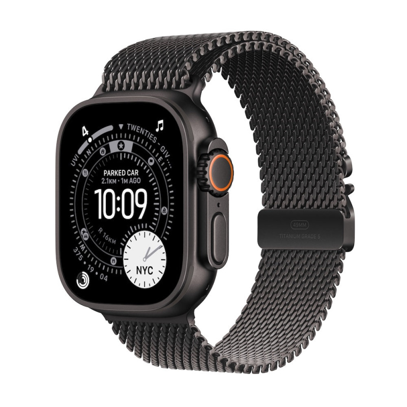 Apple Watch Ultra 3 (2025) 49mm Černý titan s černým titanovým milánským tahem L
