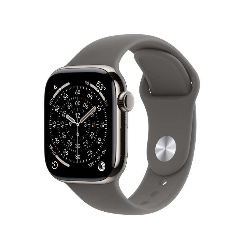 Apple Watch Series 11 Cellular (42mm) Přírodní titan se skálově šedým sportovním řemínkem S/M