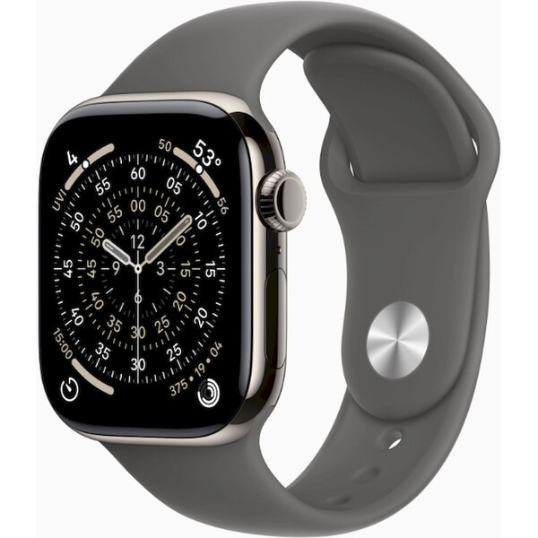 Apple Watch Series 11 Cellular (42mm) Přírodní titan se skálově šedým sportovním řemínkem M/L
