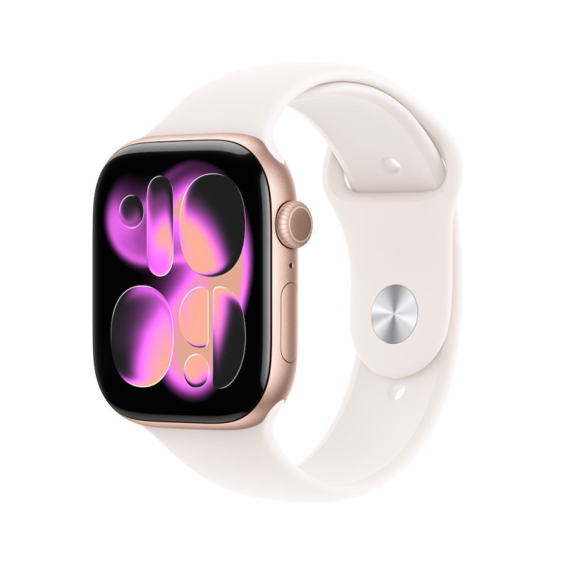 Apple Watch Series 11 Cellular (42mm) Zlatý Titan se světle ruměnným sportovním řemínkem M/L