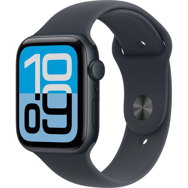 Apple Watch SE 3 (2025) 44mm Temně inkoustový hliník s inkoustovým sportovním řemínkem S/M