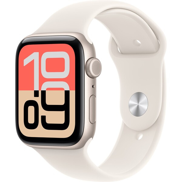 Apple Watch SE 3 (2025) Cellular 44mm Hvězdně bílý hliník s hvězdně bílým sportovním řemínkem M/L