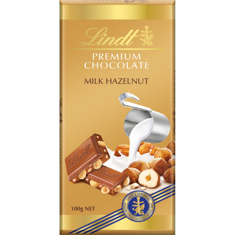 Lindt Gold Tablet švýcarská mléčná čokoláda s celými lískovými ořechy