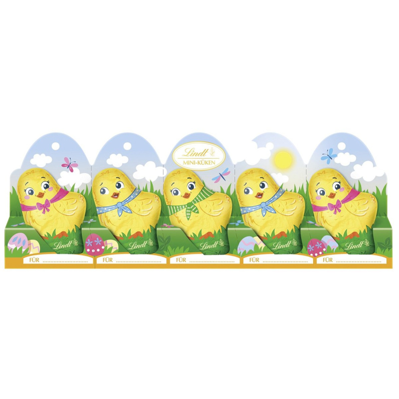Lindt Velikonoční mini zlatá kuřátka z mléčné čokolády 5×10 g