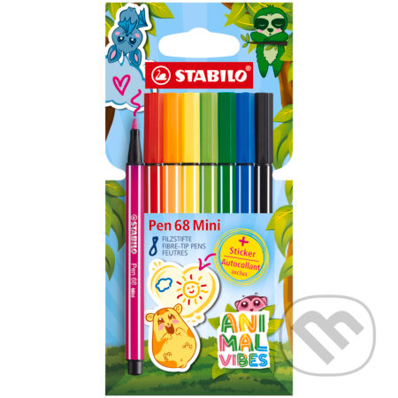 Prémiová vláknová fixka - STABILO Pen 68 Mini Animal Vibes - 8 ks sada