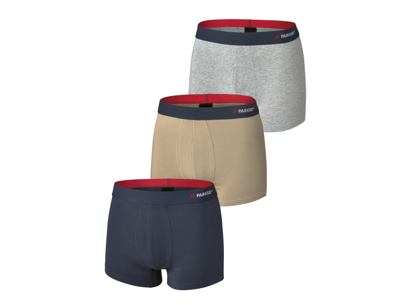 Parkside® Pánské boxerky, 3 kusy (4/S, námořnická/béžová/šedá)