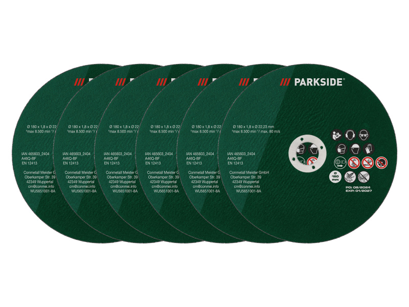 Parkside® Sada řezných kotoučů, 6dílná (nerezová ocel)