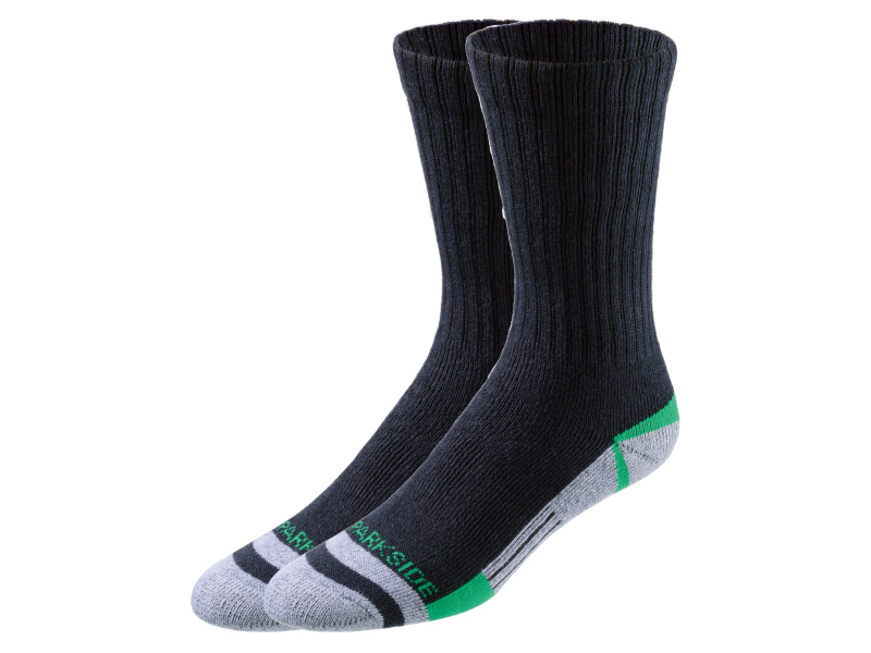 Parkside® Pánské pracovní ponožky, 2 páry (černá/zelená, 43/46)