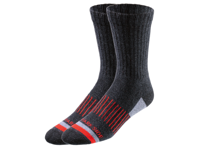 Parkside® Pánské pracovní ponožky, 2 páry (šedá/červená, 39/42)