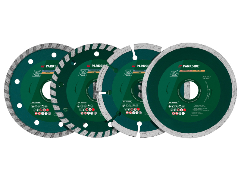 Parkside® Příslušenství k úhlové brusce, Ø 115 mm (diamantové řezné kotouče, 4dílná sada)