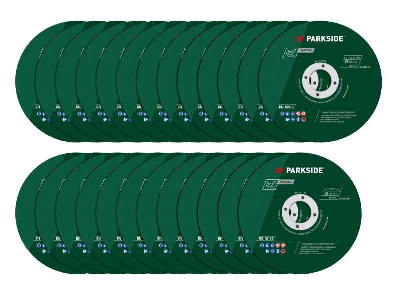 Parkside® Sada řezných kotoučů, 25dílná / Rychloupínací matice pro úhlovou brusku (sada řezných kotoučů 25 ks)