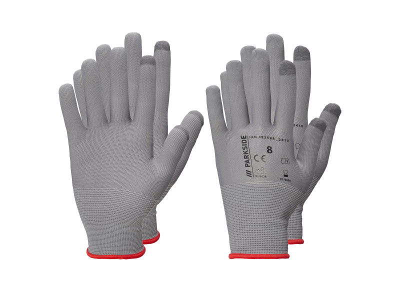 Parkside® Pracovní rukavice, 2 páry (šedá/červená, 8)