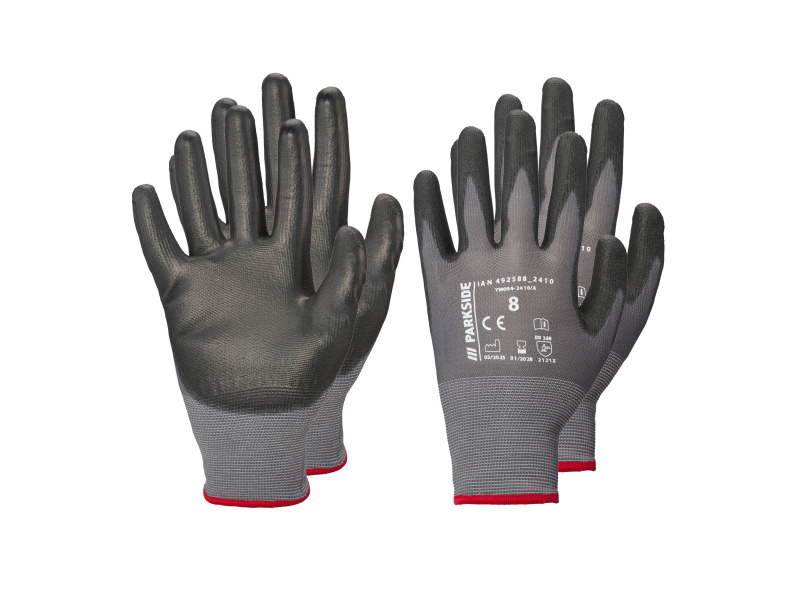 Parkside® Pracovní rukavice, 2 páry (antracitová/červená, 8)