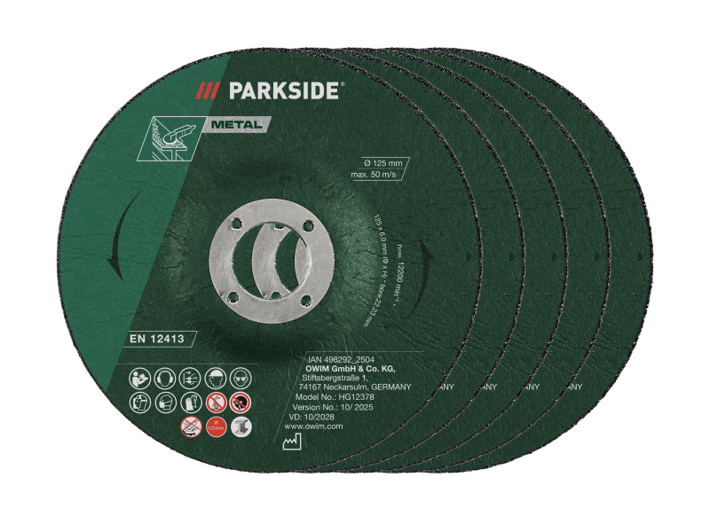 Parkside® Příslušenství k úhlové brusce, Ø 125 mm (sada hrubovacích kotoučů, 5dílná)