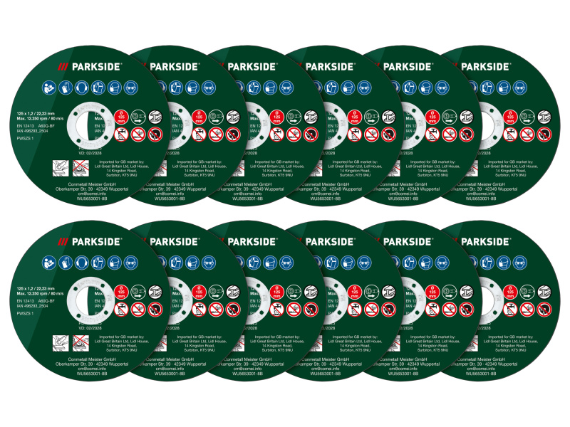 Parkside® Sada diamantových / řezných kotoučů Pwszs 1, Ø 125 mm (řezné kotouče, 12dílná sada)
