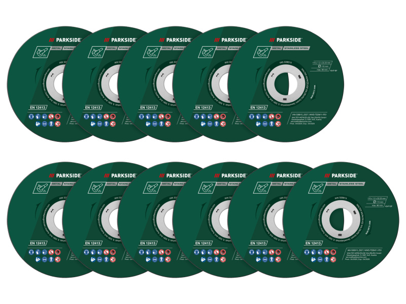 Parkside® Příslušenství k úhlové brusce, Ø 115 mm (sada řezných kotoučů, 11dílná)