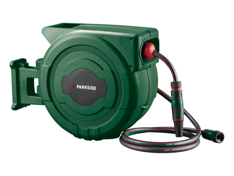 Parkside® Nástěnný hadicový buben, 15 m (zelená)