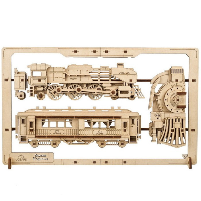 Ugears 2,5D dřevěné mechanické puzzle Steam Express