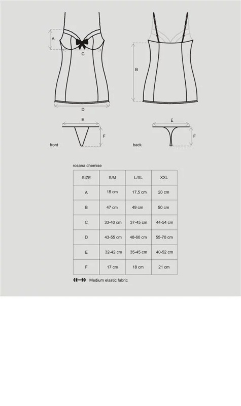 Košilka Rosana chemise XXL - Obsessive černá XXL