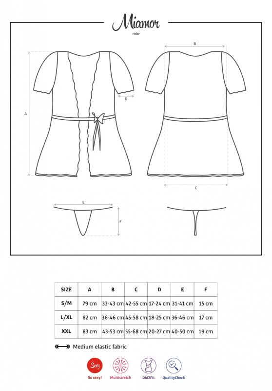 Koketní župan Miamor robe white - Obsessive bílá L/XL
