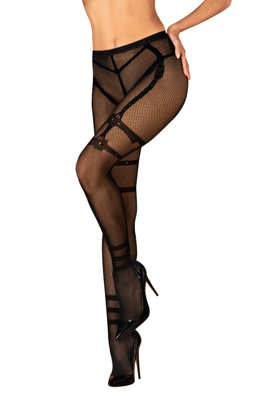 Punčochy Obsessive Crotchless Tights S123 Barva: Černá, Velikost: S/L