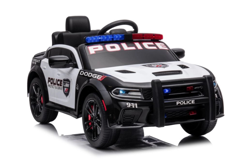 Elektrické policejní auto DODGE Charger pro děti – černo-bílé