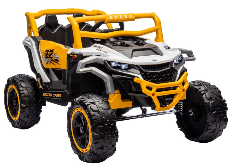 Dětské elektrické autíčko 4x4 – bílo‑žluté terénní buggy