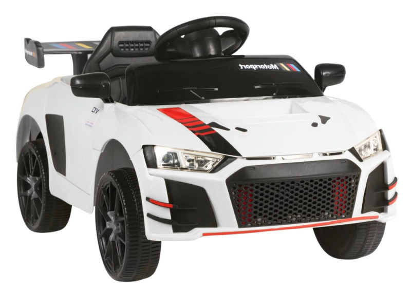 Dětské odrážedlo na baterii bílé závodní auto