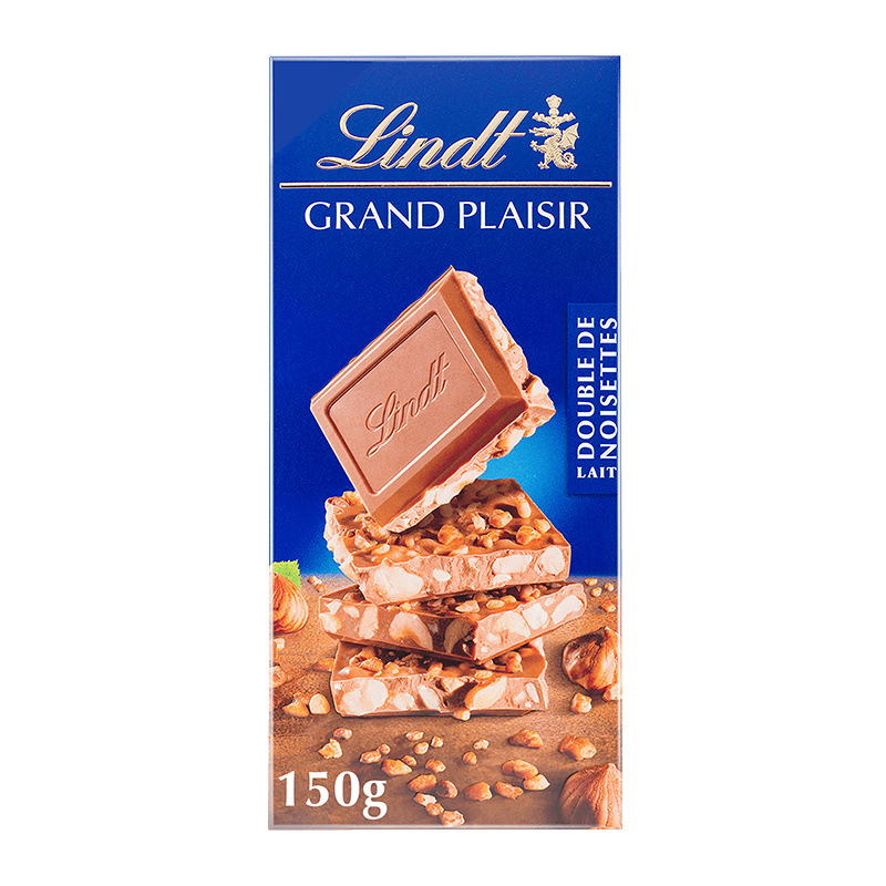 Mléčná čokoláda GRAND PLAISIR s dvojitou porcí lískových oříšků 150g