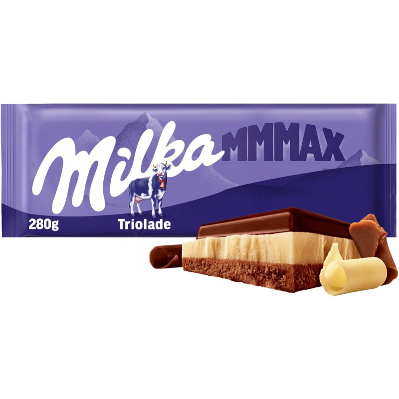 Milka Čokoláda Mmmax Triolade bílá, hořká a mléčná