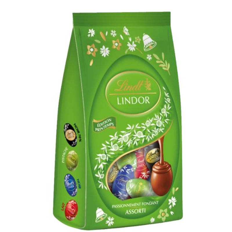 Lindt LINDOR Velikonoční mini vajíčka – zelený mix příchutí čokolád
