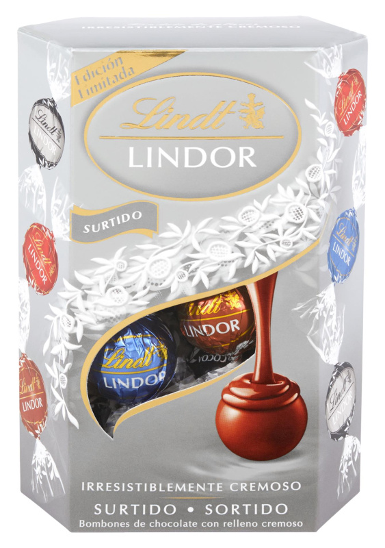 Lindt Bonboniéra LINDOR Limitovaná edice stříbrný mix čokoládových pralinek