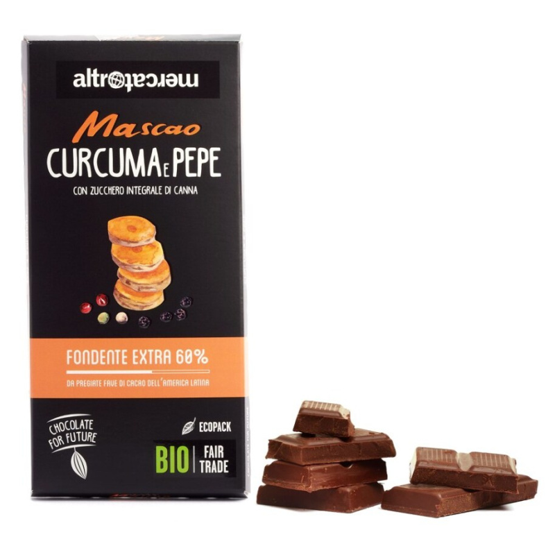 MASCAO Hořká čokoláda s kurkumou a pepřem BIO 100 g