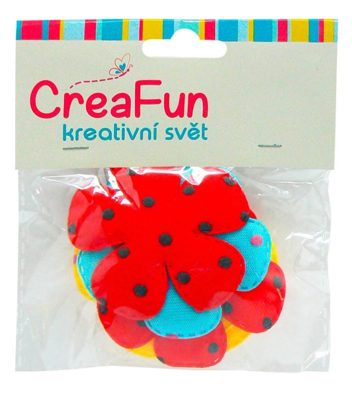Textilní květiny s puntíky, sada 5 ks (5,5 cm) – SPARKYS
