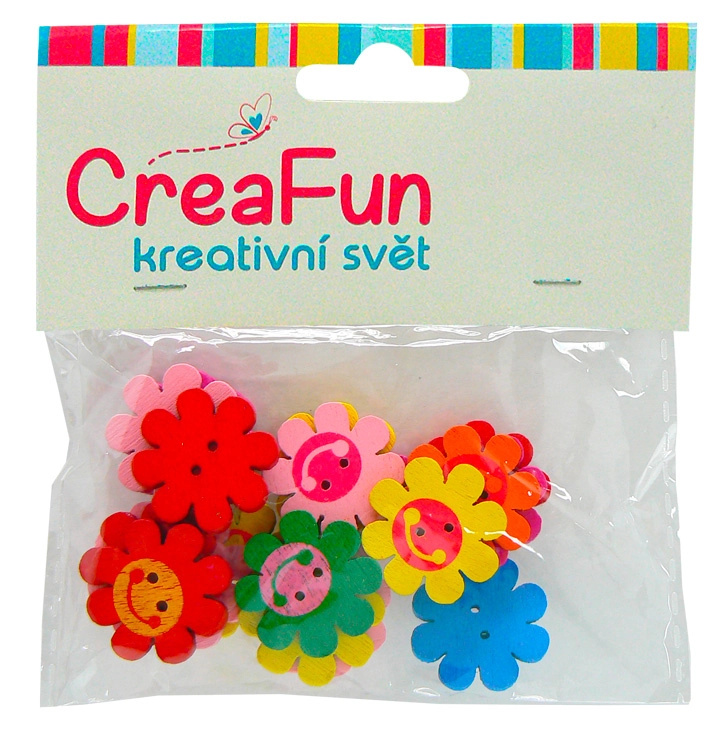 Dřevěné knoflíky květ – sada 20 ks, průměr 2,1 cm