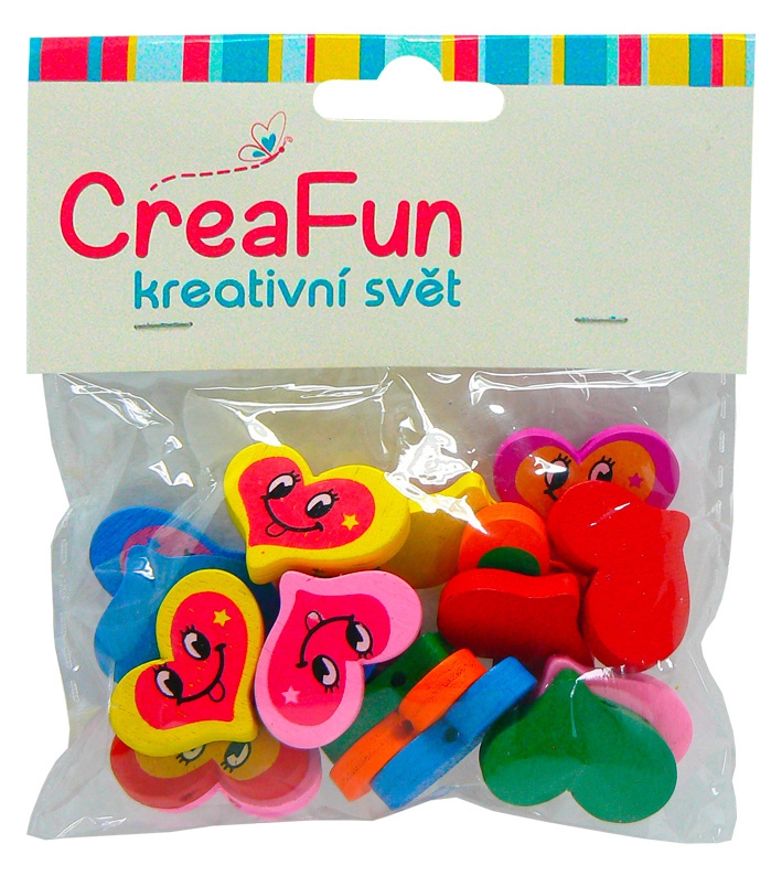 Dřevěné korálky srdce, sada 20 ks