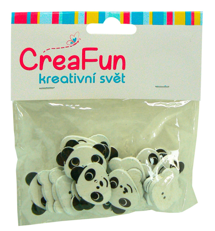 Dřevěné knoflíky panda, mix barev, 20 ks (23 × 20 mm)
