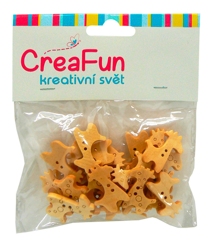 Dřevěné knoflíky žirafa 23×25 mm, 25 ks