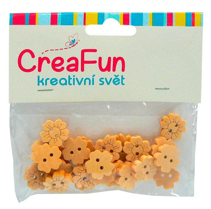 Dřevěné knoflíky slunečnice 15 mm, sada 25 ks