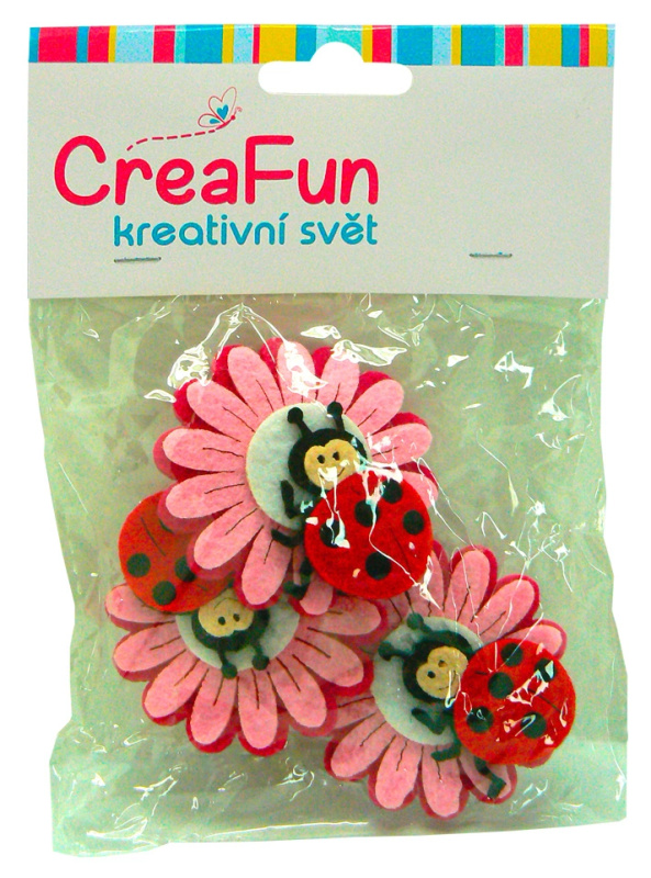 Květina a beruška – kreativní sada, 3 ks