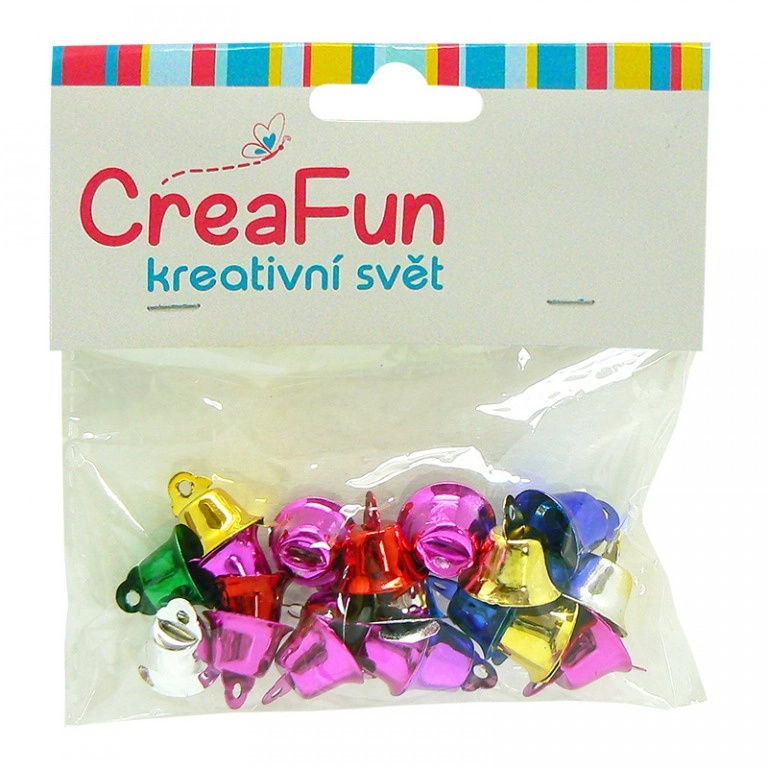 Barevné kovové zvonečky 14,5 mm – sada 20 ks