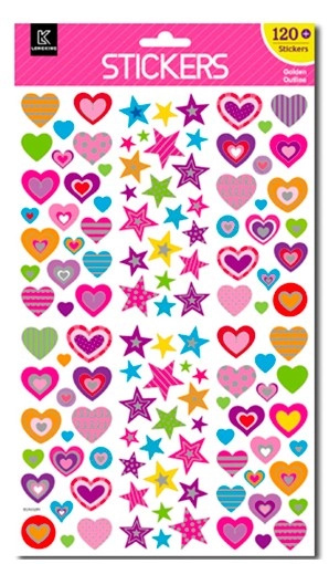 Samolepky srdce – sada 120 ks