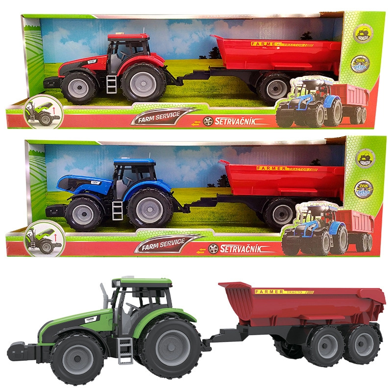 FARM SERVICE - Traktor s valníkem na obilí se zvuky a světly