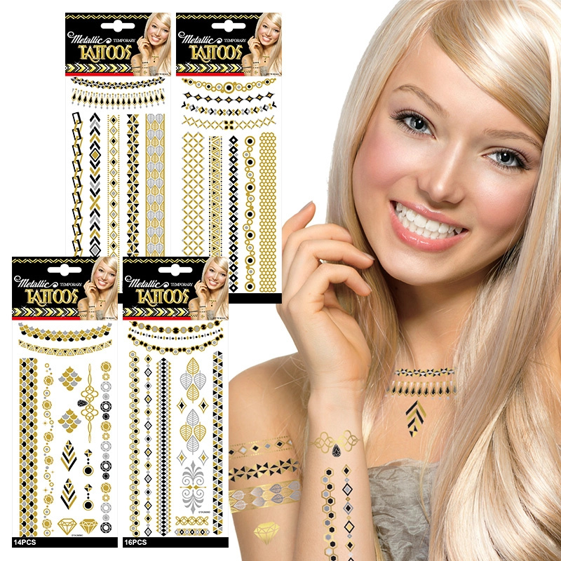 Metalická dočasná tetování – 4 styly